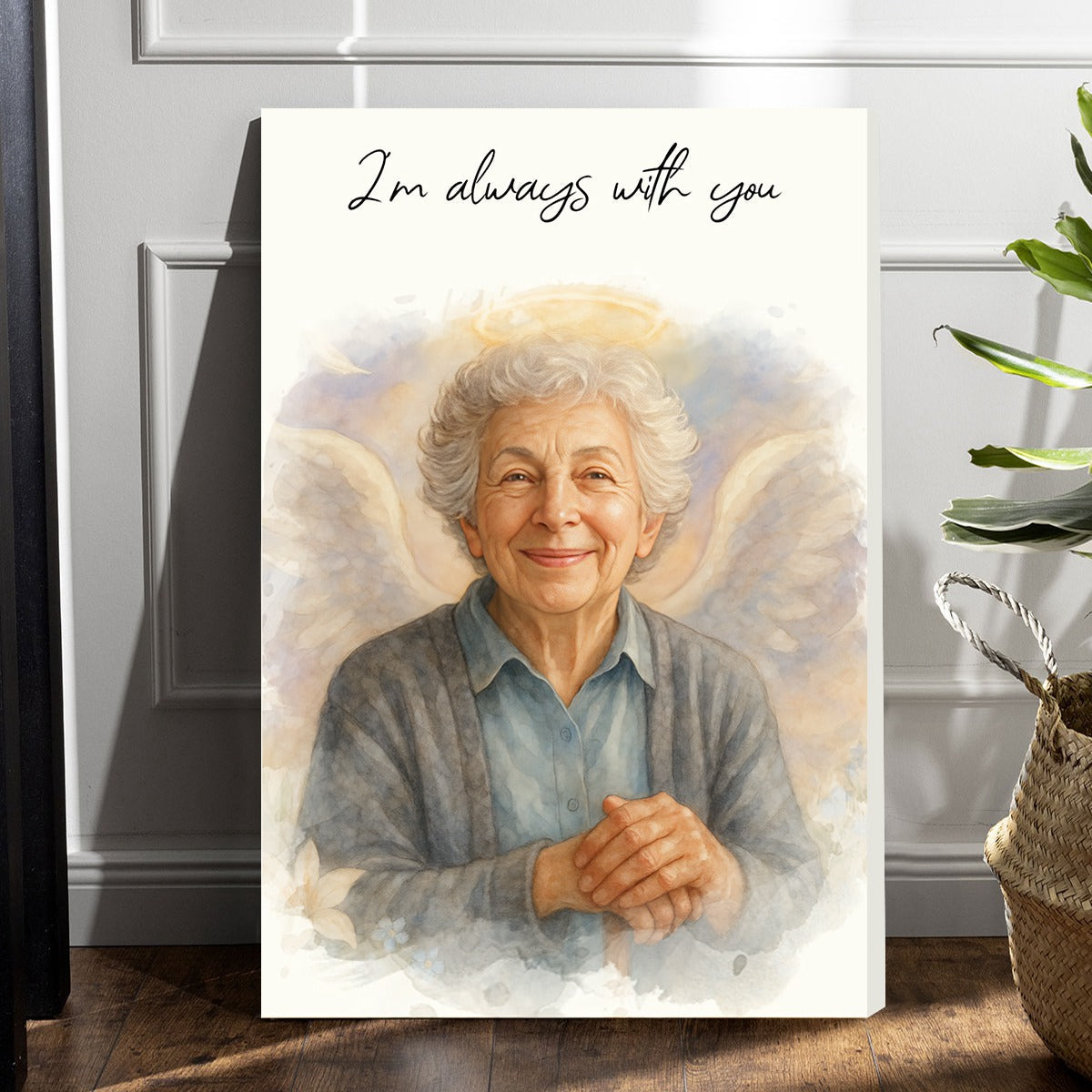 Custom Watercolor Portraits Personalized Canvas Poster,Loss Of Loved One Gift