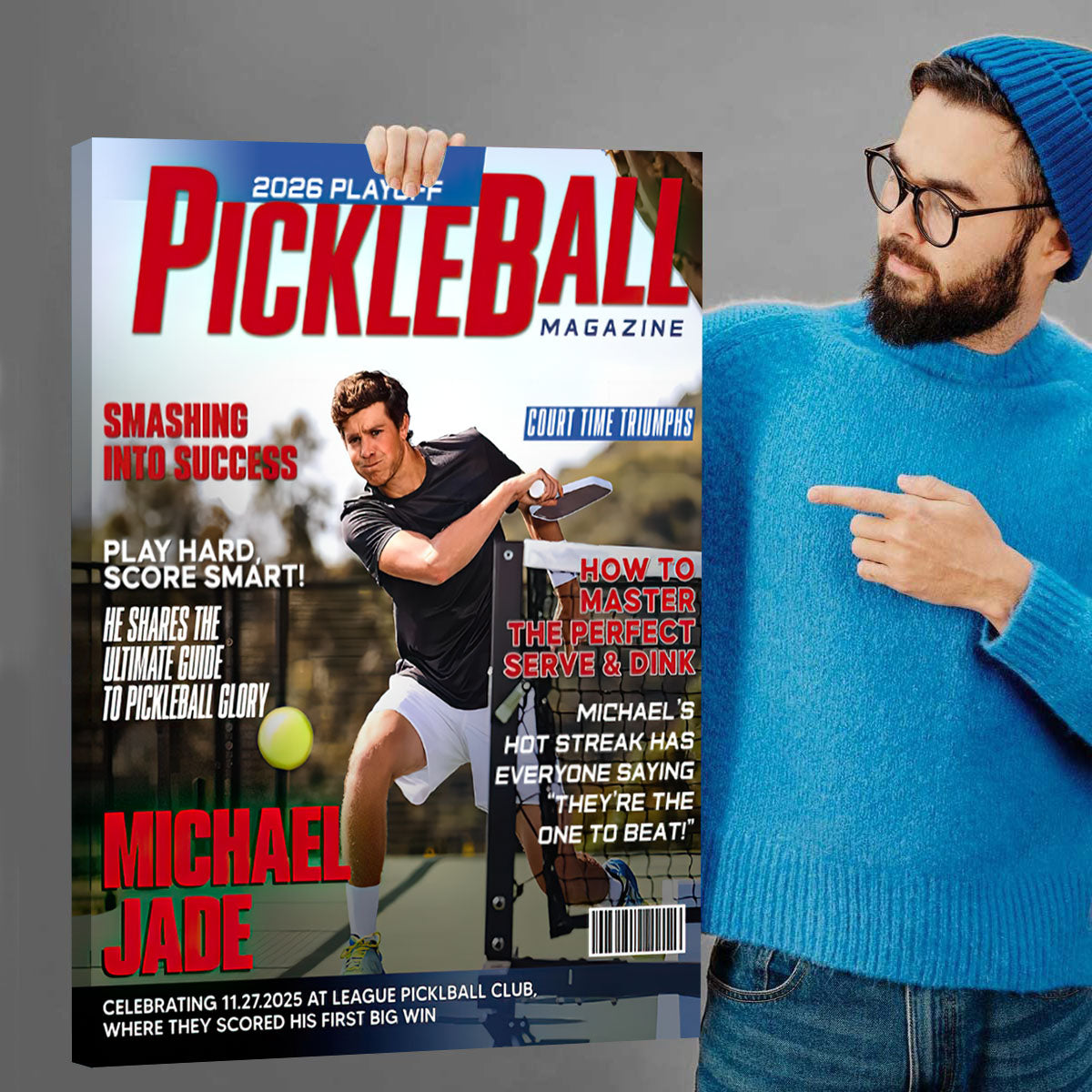 Personalized Pickleball Magazine Cover, Custom Sport Magazine Cover, Pickleball Player Gift, Unique Gifts For Pickleball Player