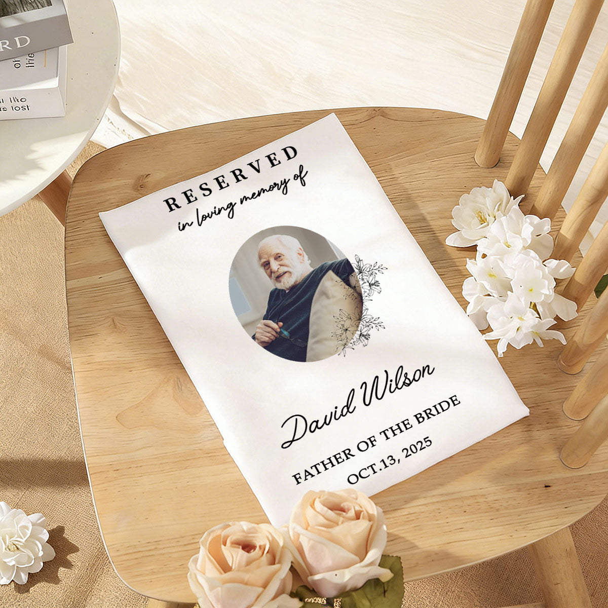 In Loving Memory Rustic Wedding Custom Photo Memorial Sign - Personalized Wedding Chair Sign Banner Reserved for Loved Ones