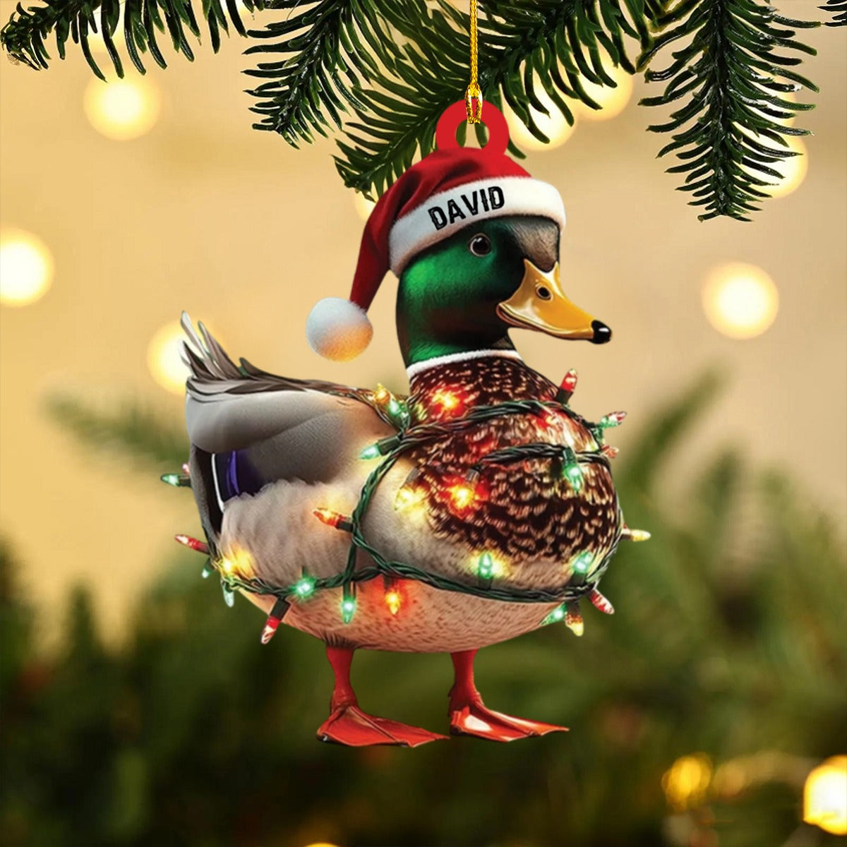 Personalized Duck Hunting Custom Name Acrylic Ornament Christmas Gift for Hunter