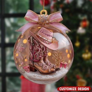 Cowgirl Boots Ornament - Personalized Gift For Cowgirl