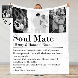 Soul Mate Definition - Personalized Couple Blanket - Valentines Couple Gift, Couple Anniversary Gift