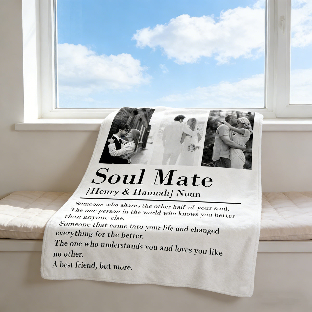 Soul Mate Definition - Personalized Couple Blanket - Valentines Couple Gift, Couple Anniversary Gift