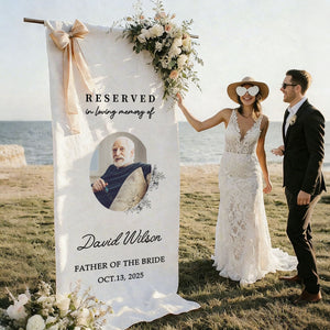 In Loving Memory Rustic Wedding Custom Photo Memorial Sign - Personalized Wedding Chair Sign Banner Reserved for Loved Ones