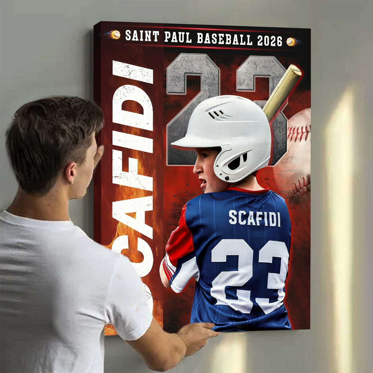 Custom Baseball Senior Portrait Canvas – Personalized Player Photo Name & Number, Gifts For Baseball Players, Senior Night Sports Wall Art