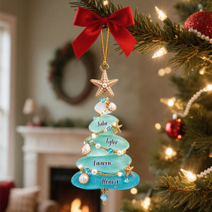 Personalized Sea Glass Family Tree Christmas Ornament,Gift for Loved Ones