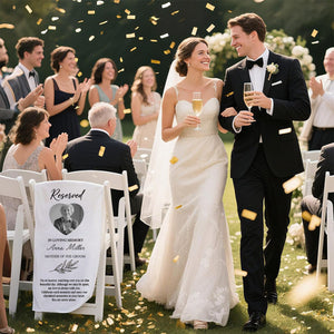 Custom Photo, Name & Relation Reserved Wedding Memorial Chair Sign, Personalized Wedding Chair Banner In Memory Of Loved Ones