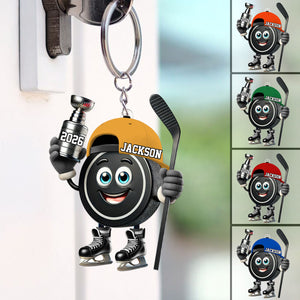 Personalized Trophy Hockey Keychain, A Gift For Ice Hockey Enthusiasts