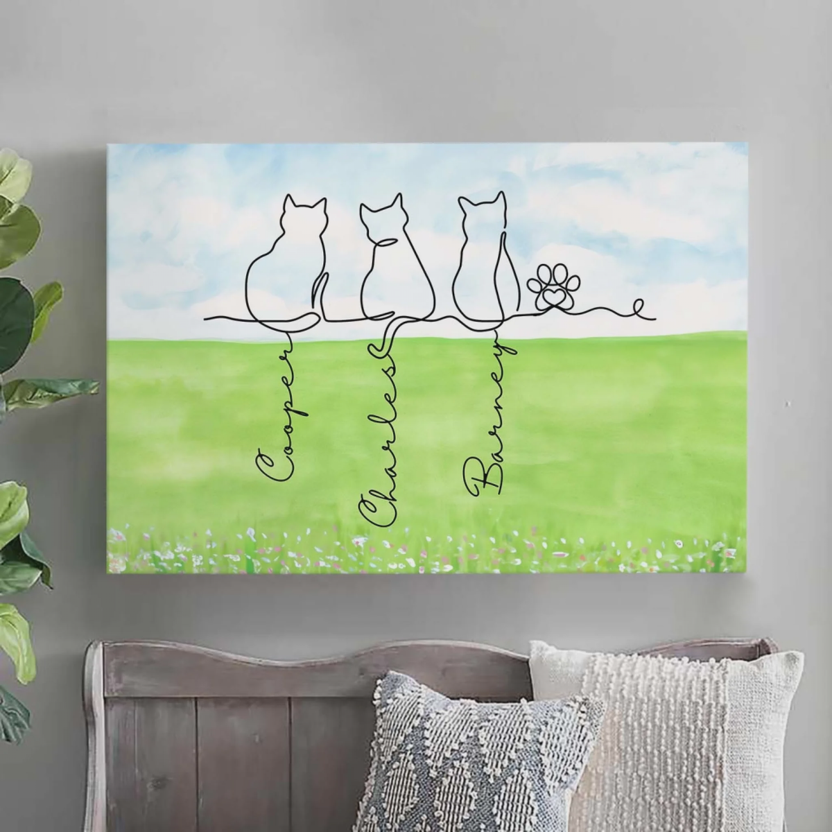 Adorable Cats Line Art - Personalized Poster, Unique Gift for Cat Lovers