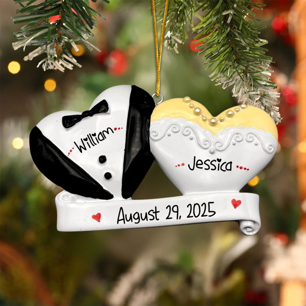 Personalized Bride and Groom Wedding Christmas Ornament, Married Couple Gift