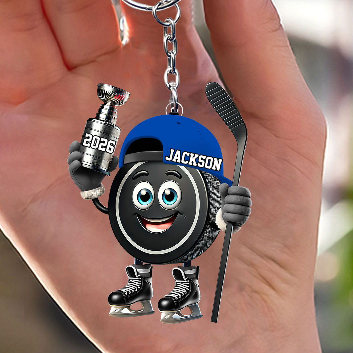 Personalized Trophy Hockey Keychain, A Gift For Ice Hockey Enthusiasts