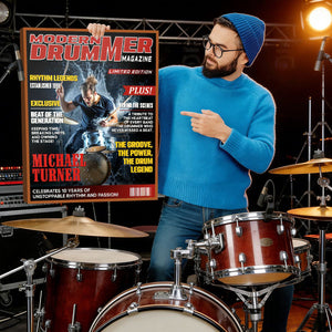 Personalized Modern Drummer Magazine Cover Poster, Cool Gift For Music Lover, Drummer Gift