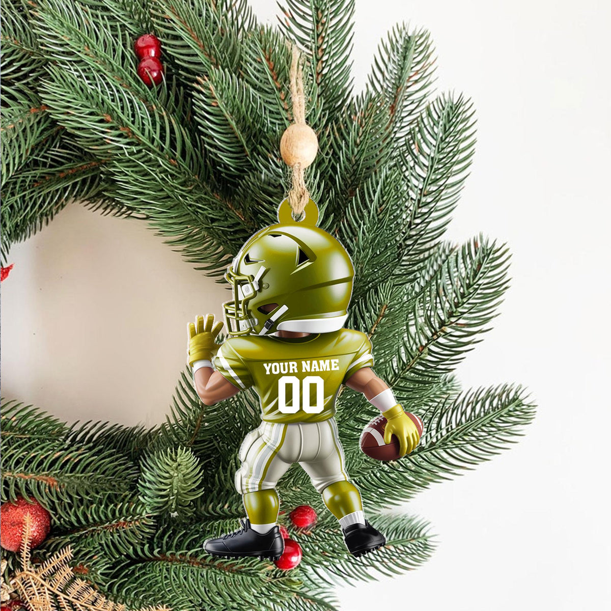 Personalized American Football Christmas Ornament: Custom Player Uniform Acrylic Ornament