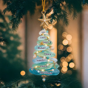 Personalized Sea Glass Family Tree Christmas Ornament,Gift for Loved Ones