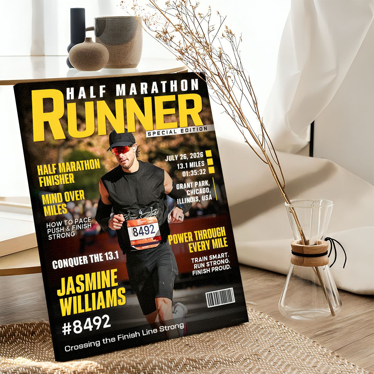 Half Marathon Runner Magazine Cover Poster, Running Milestone Gift, Unique Gifts For Runners