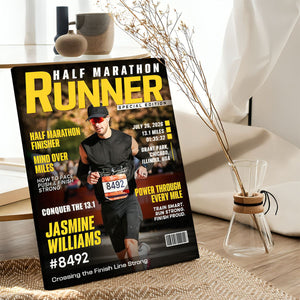 Half Marathon Runner Magazine Cover Poster, Running Milestone Gift, Unique Gifts For Runners