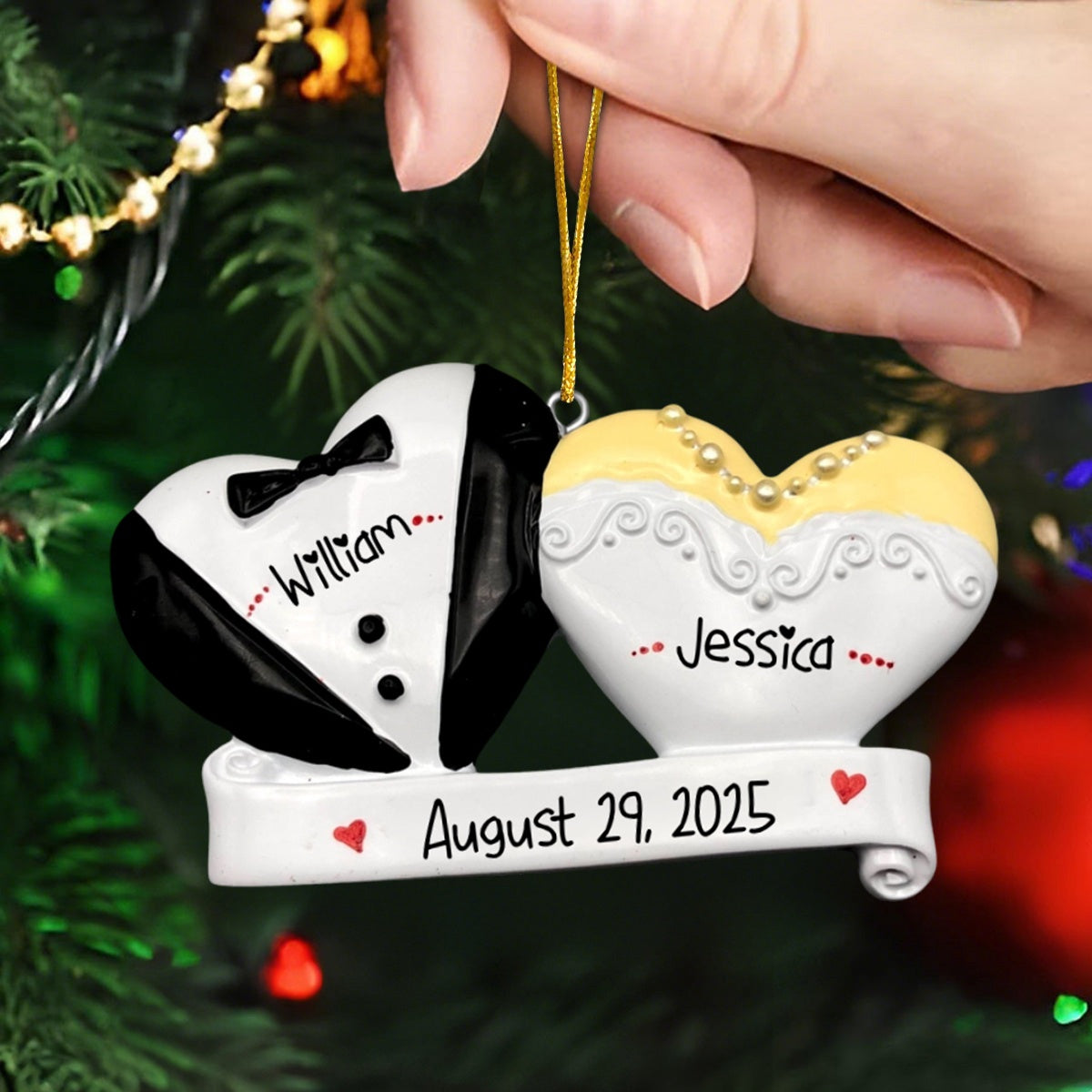 Personalized Bride and Groom Wedding Christmas Ornament, Married Couple Gift