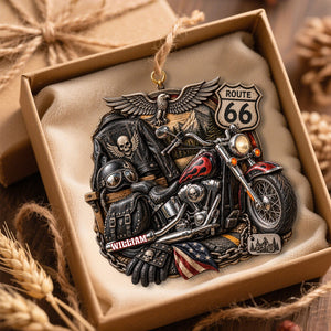Personalized Route 66 Motorcycle Ornament Custom Christmas Gift For Bikers