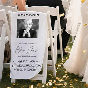 In Loving Memory From Heaven - Personalized Memorial Wedding Chair Sign Banner Reserved for Loved Ones