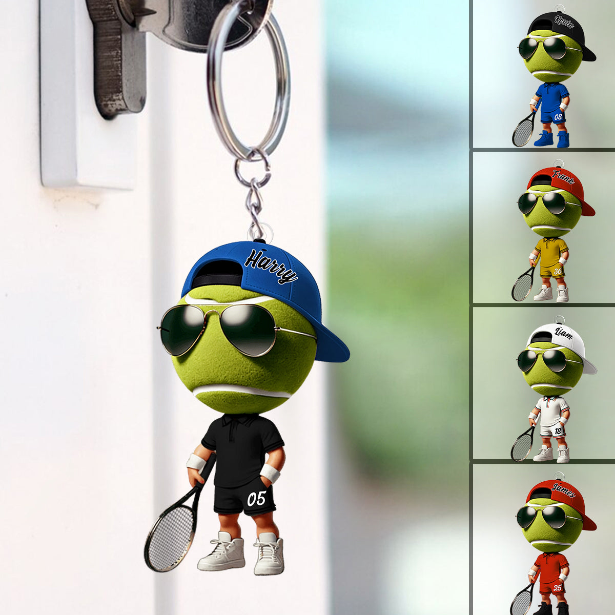 Cool Tennis Player Custom Name Personalized Tennis Keychain, Gift For Tennis Lover
