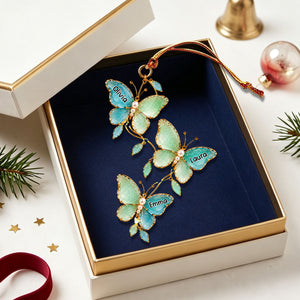 Personalized Sea Glass Butterfly Sisters Ornament Christmas Gift For Besites