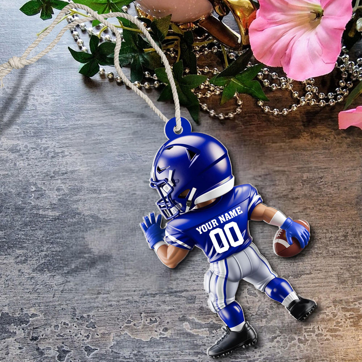 Personalized American Football Christmas Ornament: Custom Player Uniform Acrylic Ornament