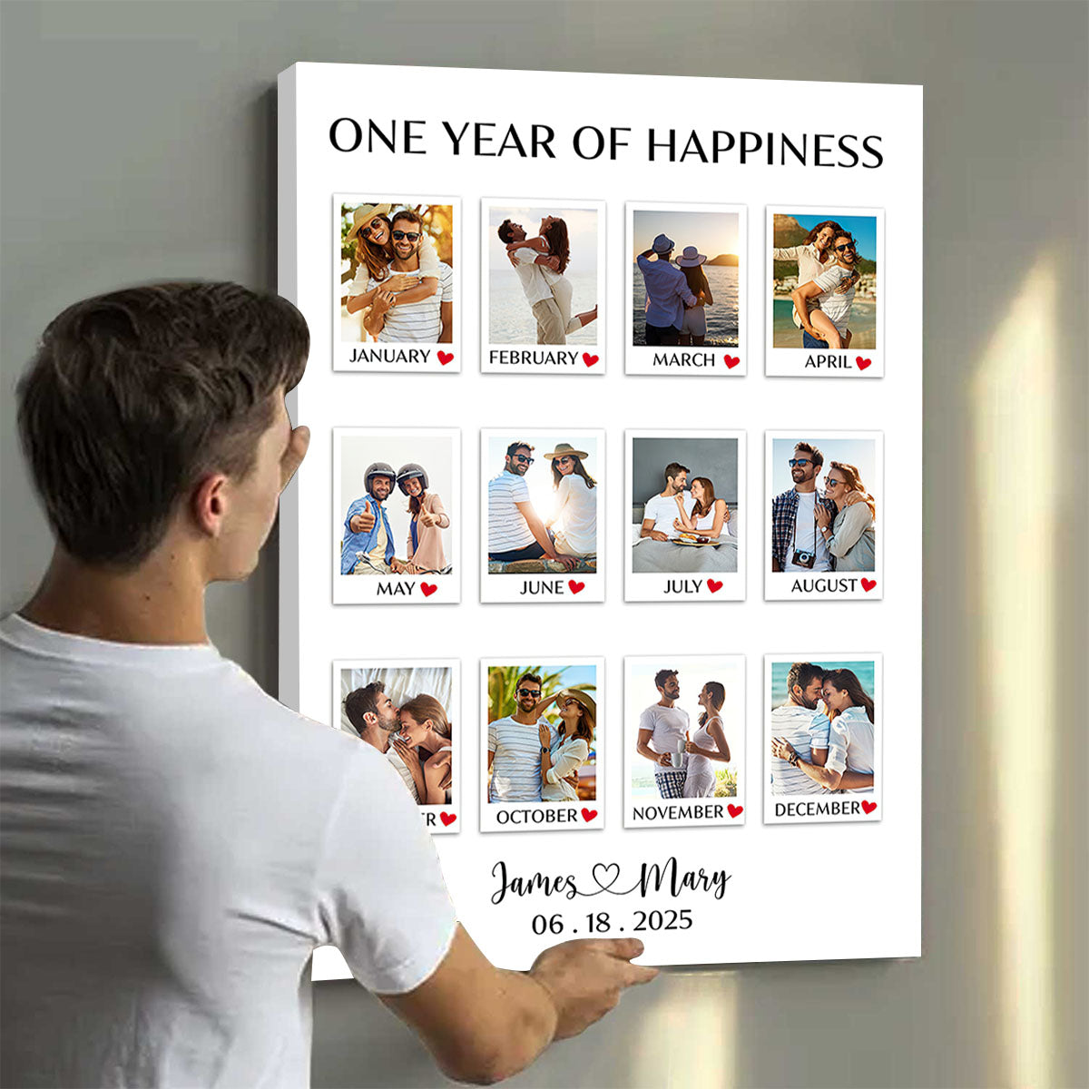 A Year Full Of Love Couple Anniversary Gift - Personalized Custom Photo Canvas Poster