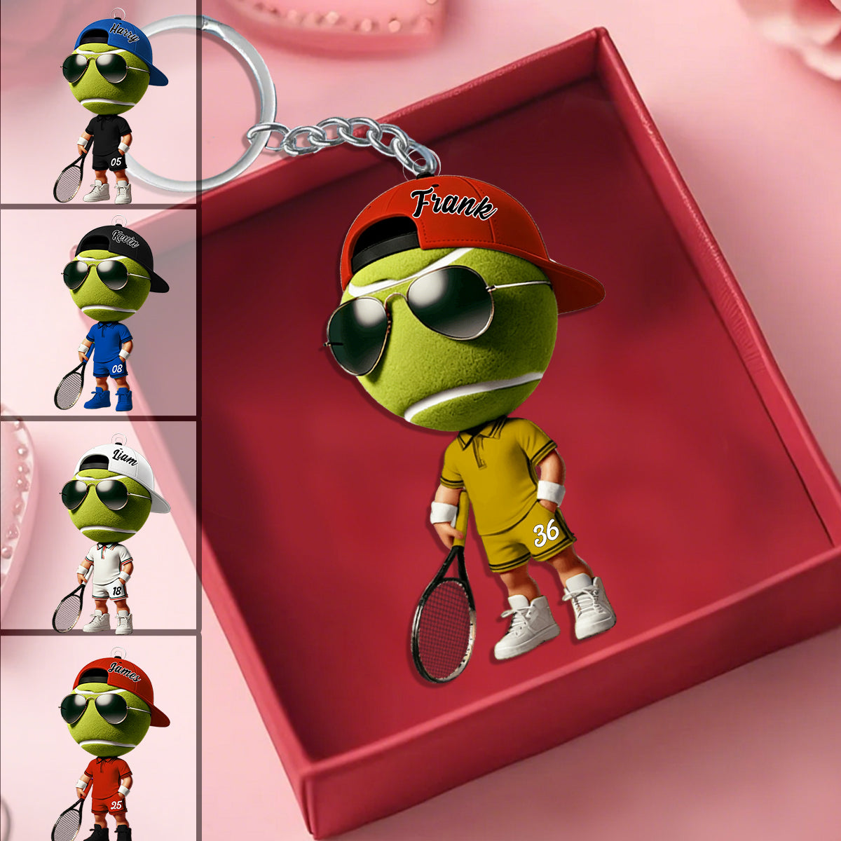 Cool Tennis Player Custom Name Personalized Tennis Keychain, Gift For Tennis Lover