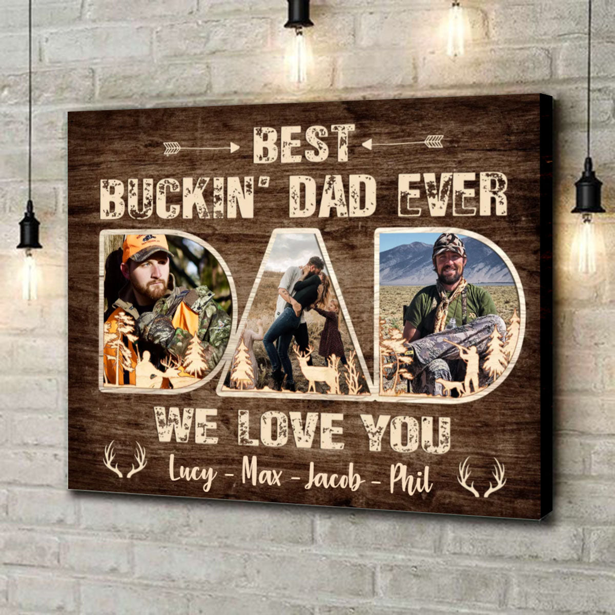 Best Buckin’ Dad Ever Personalized Photo Canvas, Gift for Hunter Dad