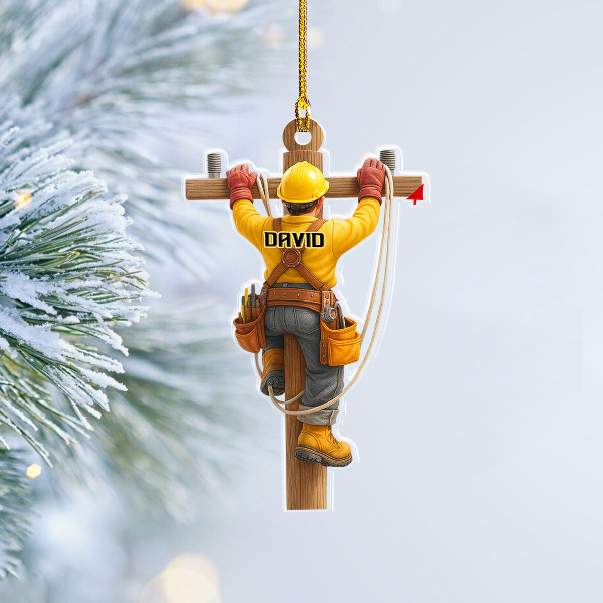 Personalized Linemen Acrylic Ornament, Electrical Workers Keepsake