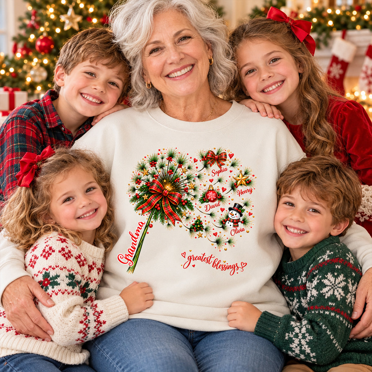 Grandma’s Greatest Blessings – Personalized Christmas Sweatshirt | Heartfelt Holiday Gift For Grandma