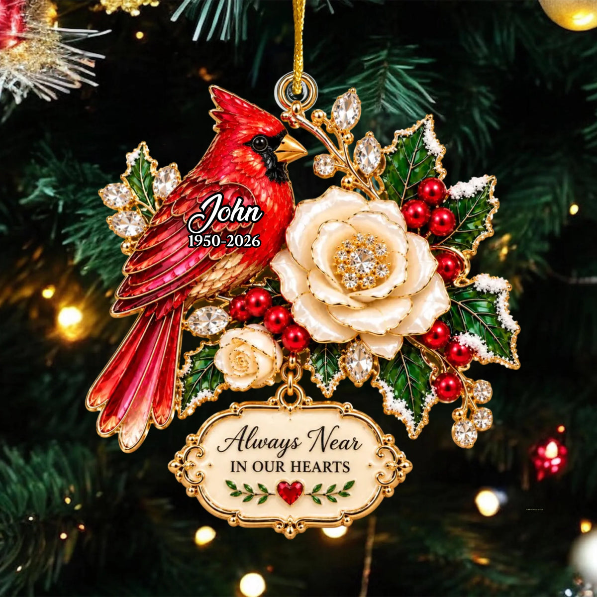 "Always Near Your Heart" – Personalized Acrylic Ornament | Memorial Gift For Loss Of Loved One