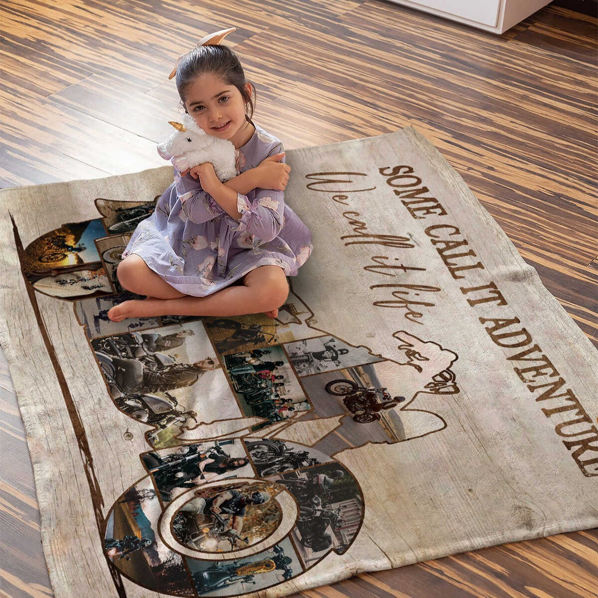Custom Motorcycle Photo Collage Fleece Blanket – Personalized Gift For Bikers