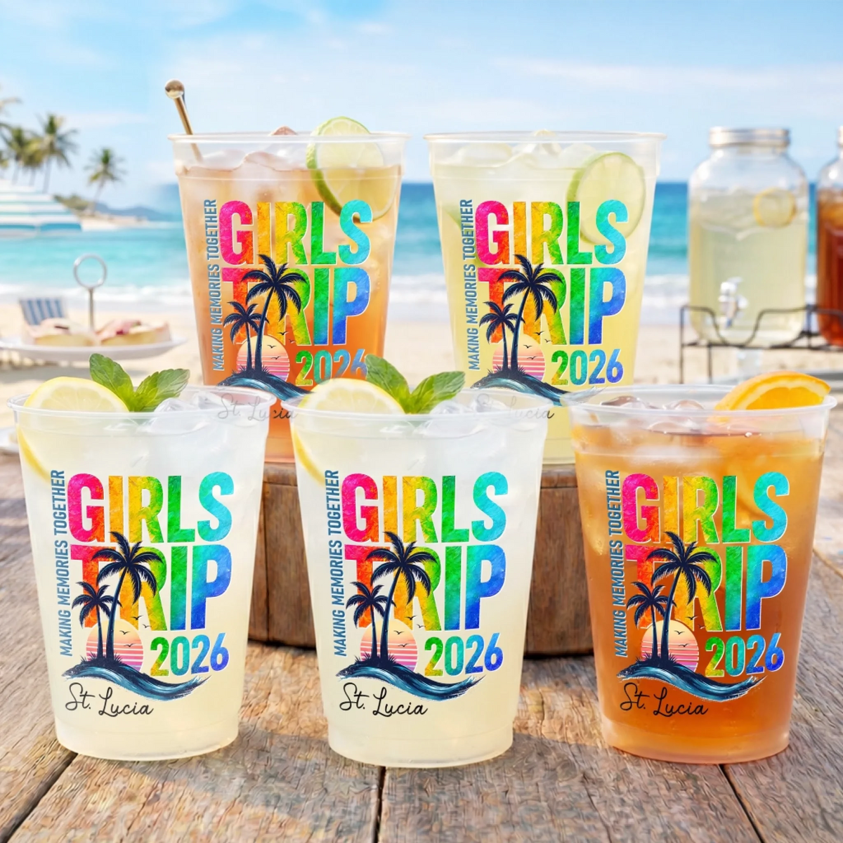 Personalized Summer Party Cups – "Bestie Getaway Fuel" | Gift For Best Friends & Family