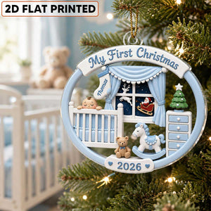 Personalized Baby's 1st Christmas 2026 Ornament – Light Pink & Blue Design | Newborn Keepsake For New Parents