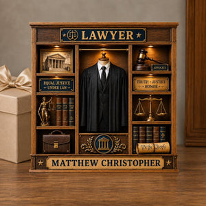 Personalized Lawyer Wooden Plaque – Custom Shape Attorney Desk Décor | Law School Graduation Gift For Her