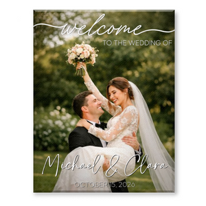 Personalized Wedding Welcome Photo Canvas – Custom Bride & Groom Entrance Sign | Reception Decor