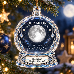 "Our Moon Couple" Custom Moon Phase By Date – Personalized Acrylic Ornament | Christmas Keepsake For Him & Her