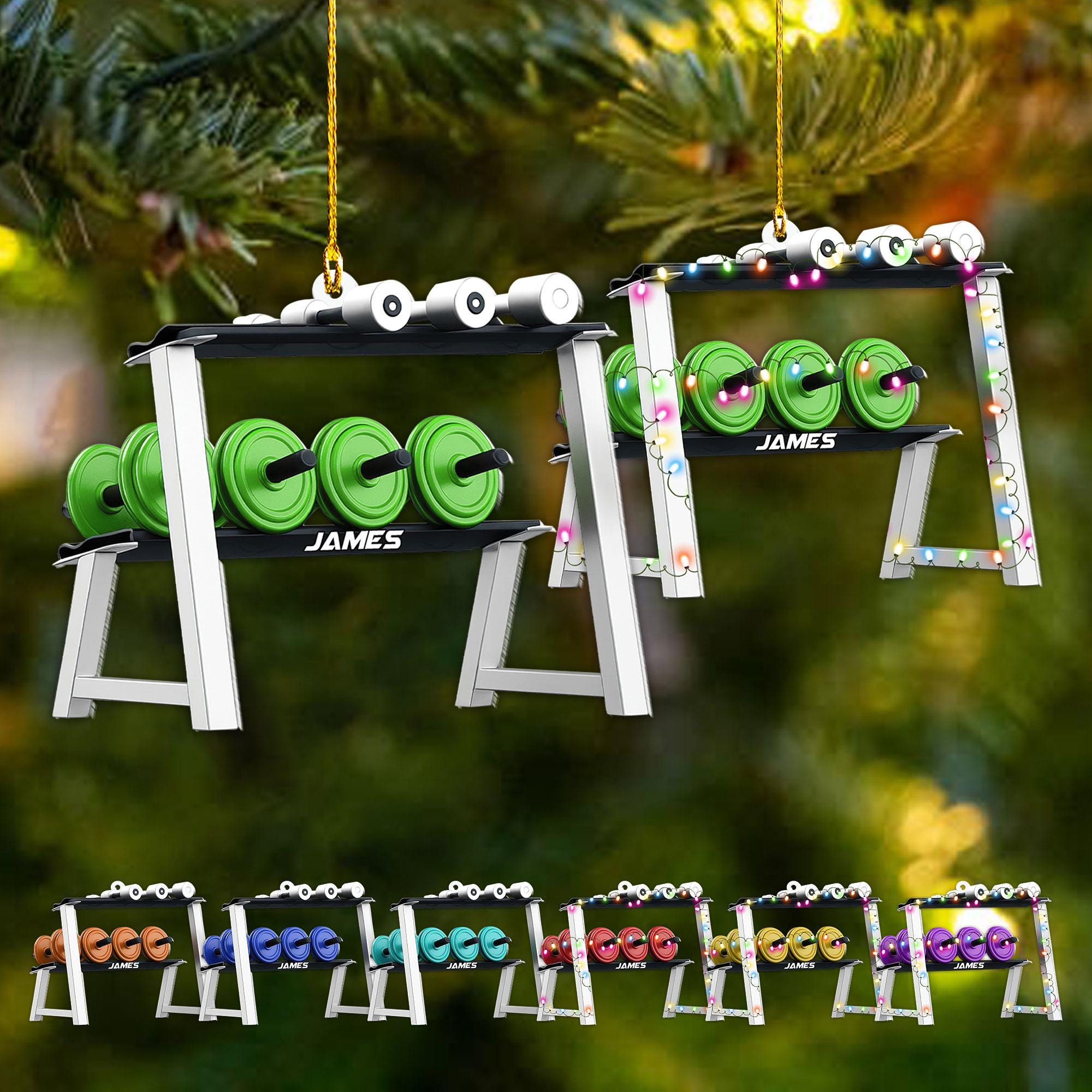 Personalized Gym Ornament, Christmas Fitness Lover Workout Gift for Him