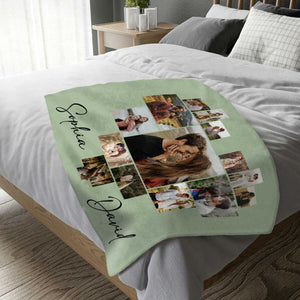 Custom Photo Blanket For Couples – Personalized Gift For Husband, Wife & Anniversary