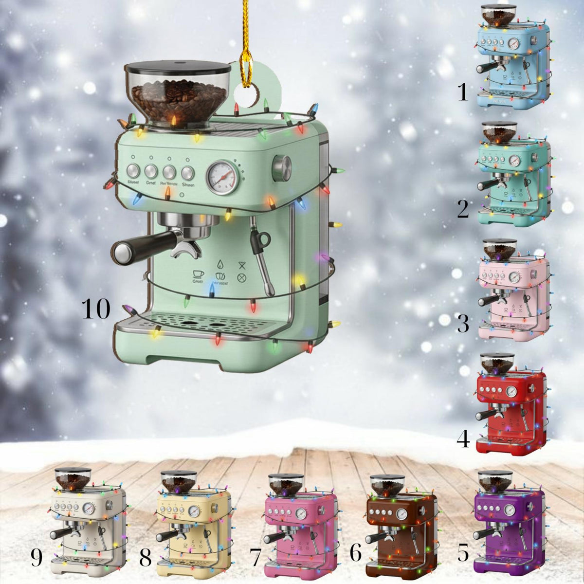 Personalized Custom Coffee Grinder Ornament: Barista Gift, Christmas Tree Decor