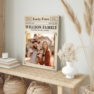 Personalized Newspaper Wall Art, Family Times Magazine Poster Print, Family Photos Canvas