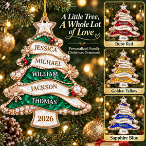Personalized Golden Pearl Christmas Tree Acrylic Ornament – Custom Holiday Keepsake Gift