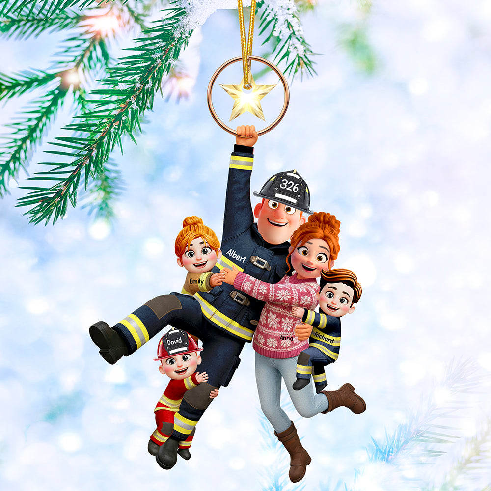 Personalized Fun Hanging Firefighter Family Ornament Gifts For Family