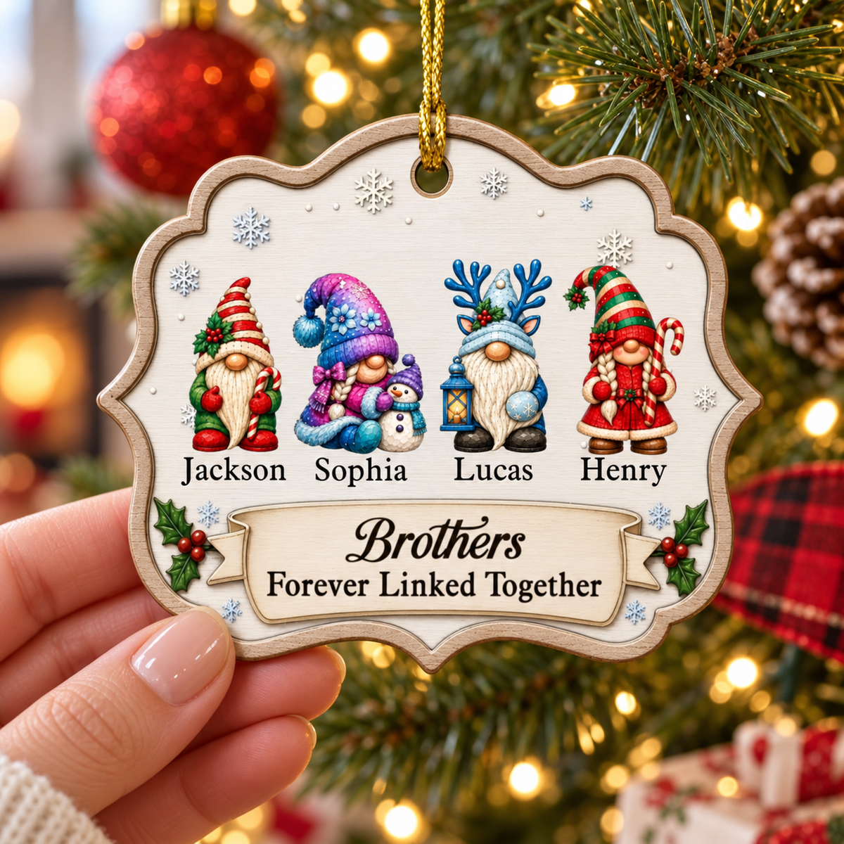Personalized Family Acrylic Hanging Ornament | Holiday Keepsake