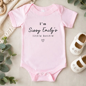 Personalized "Auntie's Little Bestie" Baby Onesie – Custom Name Bodysuit For Baby Shower Gift