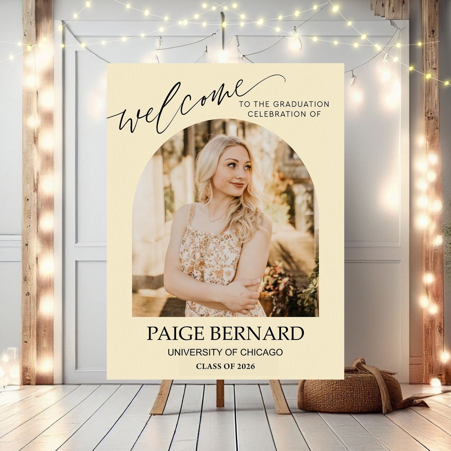 Personalized Color Welcome Canvas Sign - Custom Class Of 2026 Graduation Party Welcome Sign