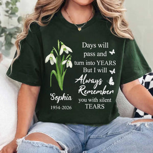 Personalized "Always Remember You" Memorial T-Shirt – Birth Flower Sympathy Gift For Loss Of Loved One