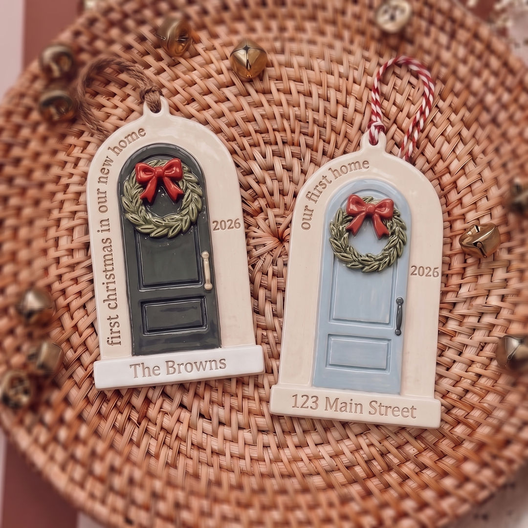 "First Christmas in New Home" – Personalized Acrylic Door Ornament | Custom Address Gift & Realtor Closing Gift