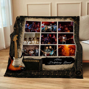 Custom Rock Band Photo Collage Blanket – Personalized Gift For Guitarists & Music Lovers